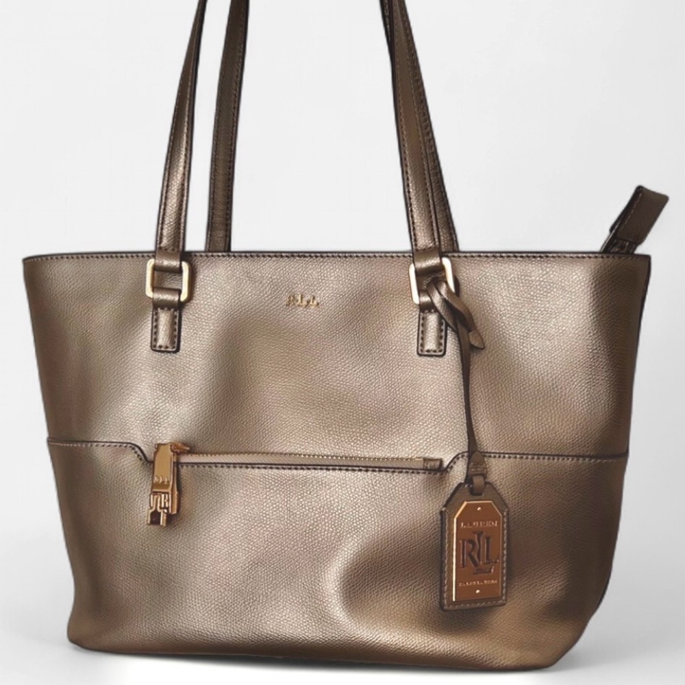 Ralph Lauren Champagne Bronze Leather Whitby Tote